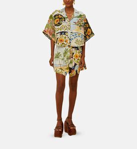 شورت لاتين تريب بنمط وشاح بخطوط جانبية