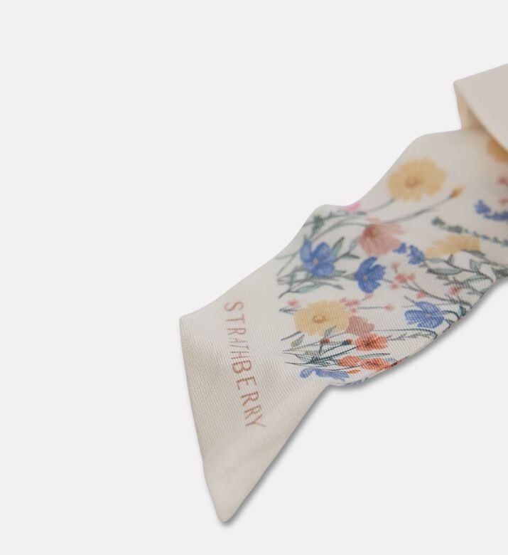 Strathberry Silk Printed Scarf, Beige, Packshot View