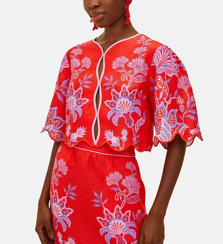 Porcelain Garden Scalloped Edges Blouse