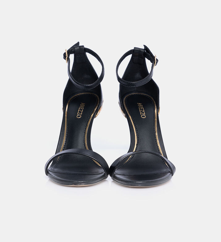 Leather Open Toe Heeled Sandals