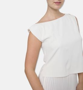 Blue For Burgundy Asymmetric Boat-neck Top, Model View