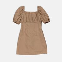Linen Puff Sleeves Mini Dress