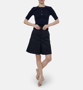 Patou Ribbed Lace Collar T-shirt, Blue, L, Model View
