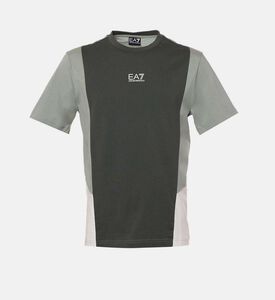 تيشيرت صيفي جيرسي قطن مقسم بألوان بياقة دائرية