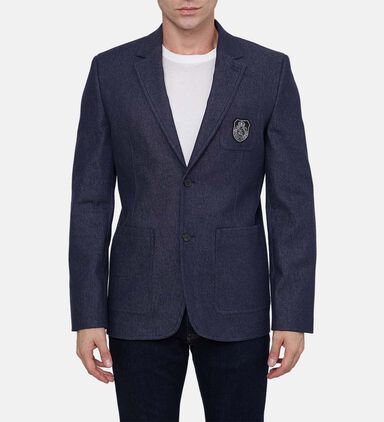 Denim-effect Single-breasted Suit Jacket