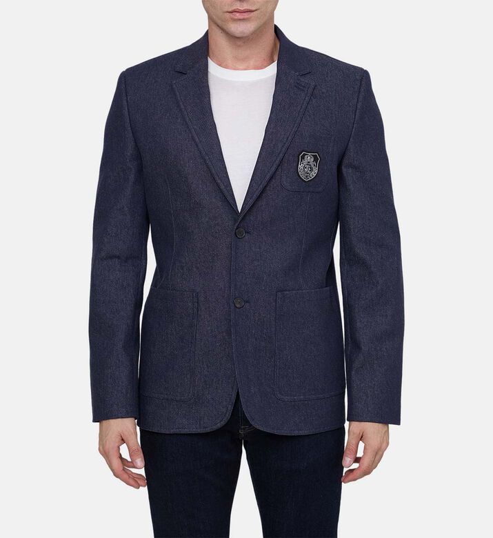Denim-effect Single-breasted Suit Jacket