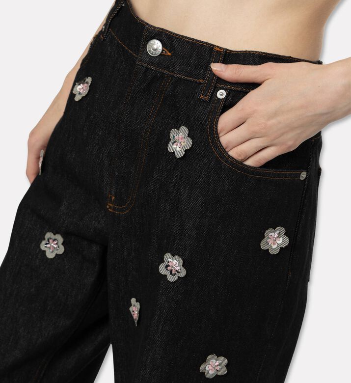 Marni Flower-embellished Denim Pants, Model View