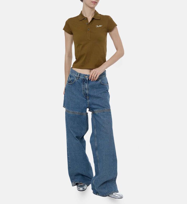 Button-placket Short-sleeve T-shirt