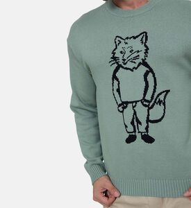 كنزة محبوكة بتقنية إنتارسيا بتصميم ثعلب مرتد ملابس