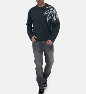 Knit Embroidered Palm Crewneck Sweater