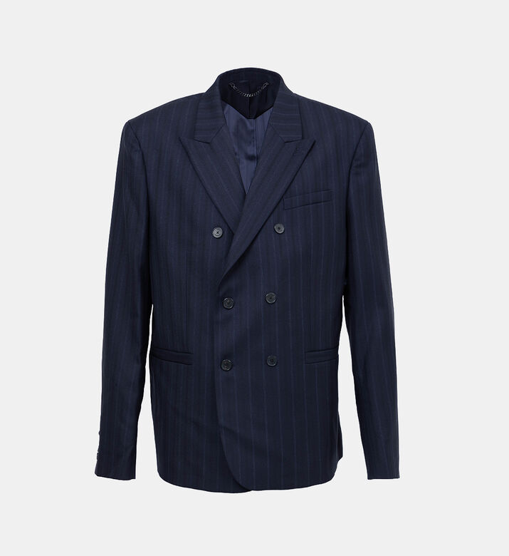 Striped Double-breasted Suit Jacket