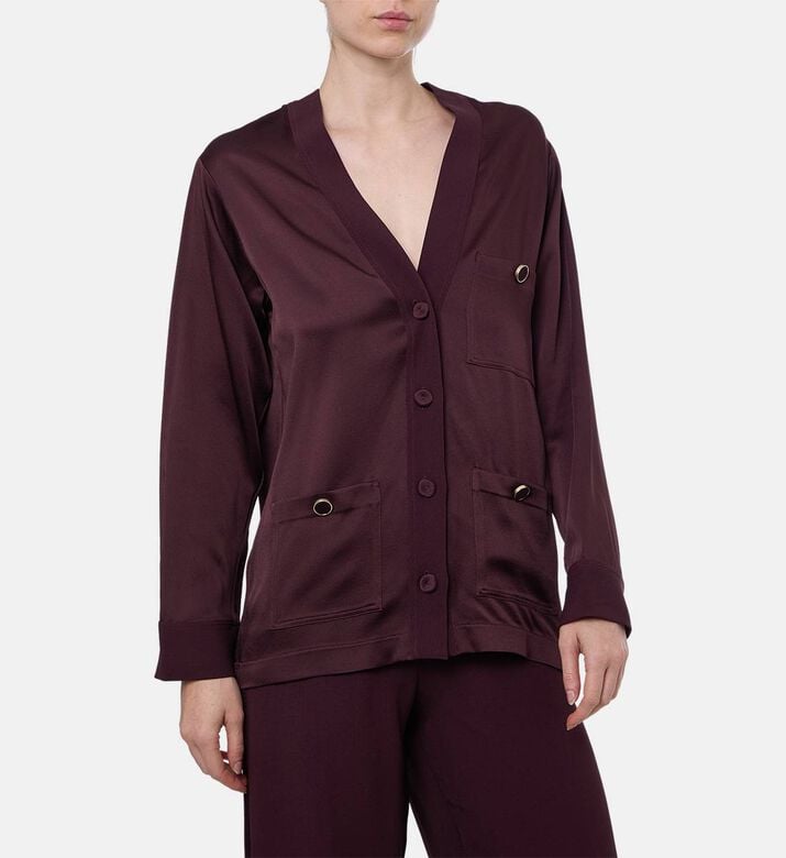Forte-Forte Oversized Long-sleeve V-neck Jacket, Model View Forte-Forte Oversized Long-sleeve V-neck Jacket, Model View