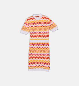 فستان محبوك شيفرون بشعار العلامة التجارية