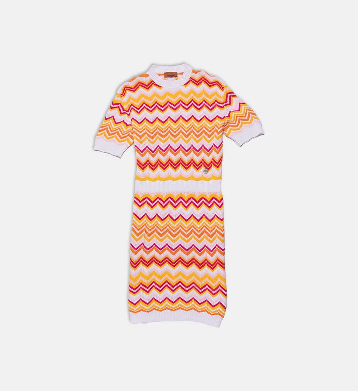 Chevron Knit Logo-label Dress