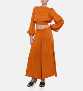 Niluu V-neck Cropped Wrap Top, Model View