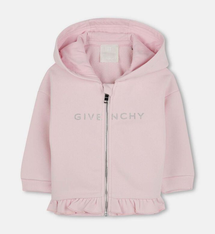 Logo Print Hooded Fleece Cardigan