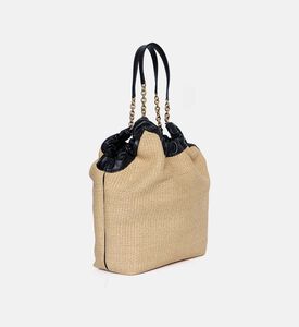 Ruched Raffia Tote Bag