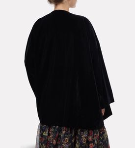 Blue For Burgundy Gold-tone Buttons Oversized Kimono Jacket, Black, Model View