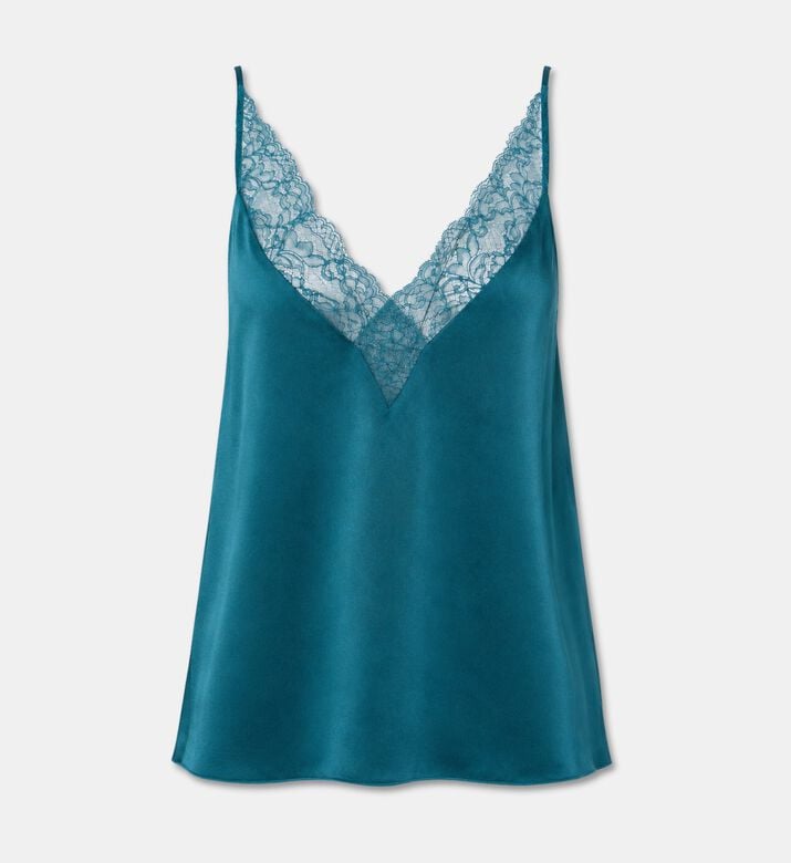 Forte-Forte Lace-trim V-neck Satin Top, Packshot View