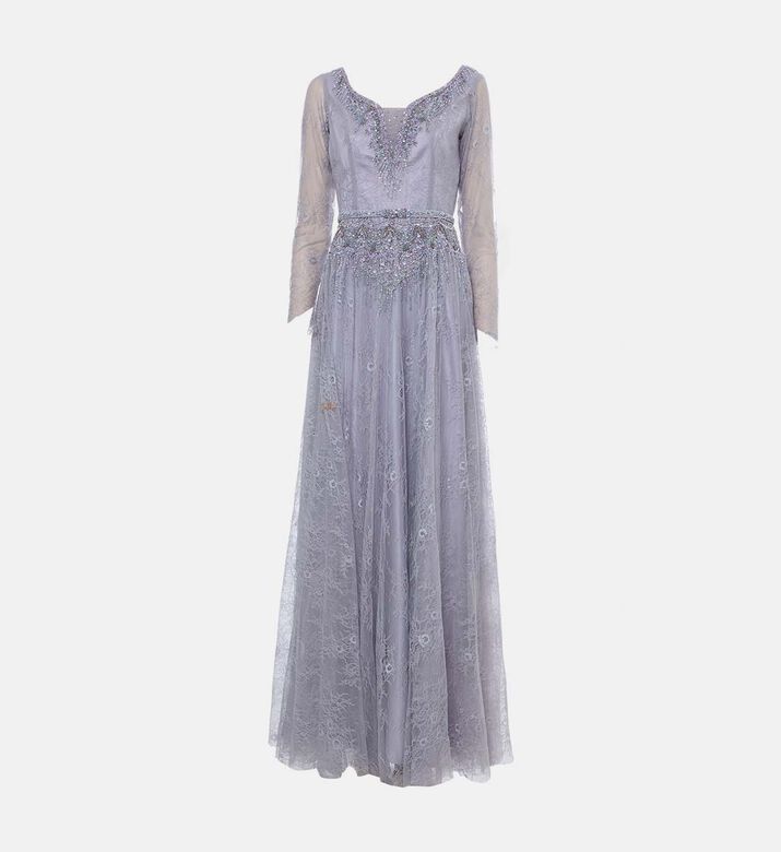 Beaded Long-sleeve Dress