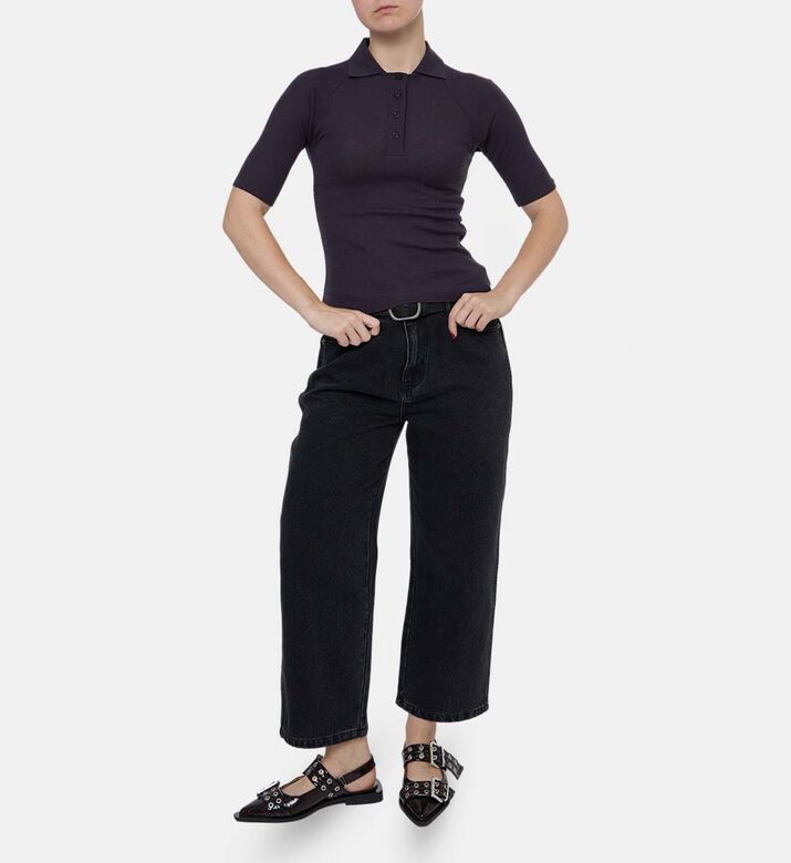 Samsoe Short-sleeve Button Placket Polo Shirt, Model View