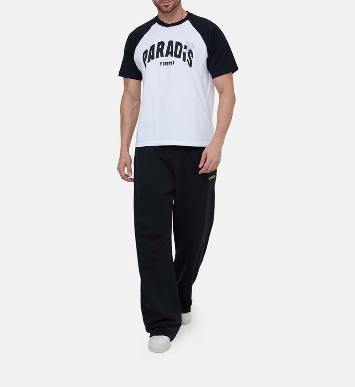 تيشيرت قطن بطبعة شعار متباين