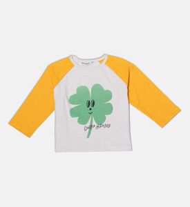 Bobo Choses Four-leaf Clover-print Contrasting Raglan Sleeves T-shirt, Packshot View