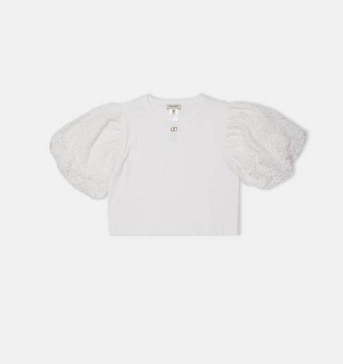 Cotton Lace Sleeves T-shirt