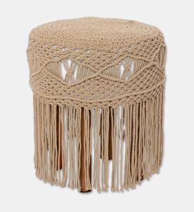Home Deco and More Mocha Hand-knotted Pattern Stool, Packshot View