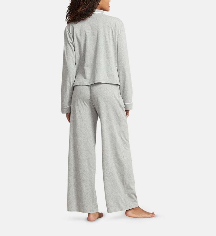 Polo by Ralph Lauren White Piping Long-sleeve Shirt Pajama Set, Model View