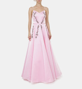 Floral-embroidery V-neck Dress