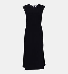 Sheer Fluted Stripe Flare Midi Dress Sheer Fluted Stripe Flare Midi Dress