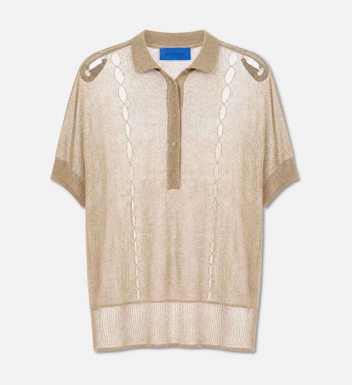 Mes Demoiselles Cut-out Short-sleeve Button-up Shirt, Beige, M, Packshot View