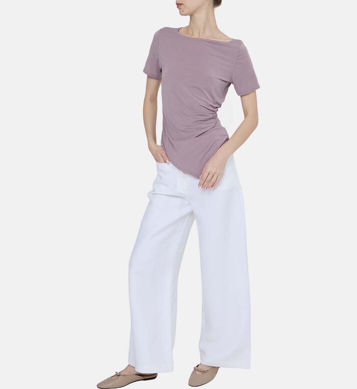 Asymmetrical Neck Short-sleeve Top
