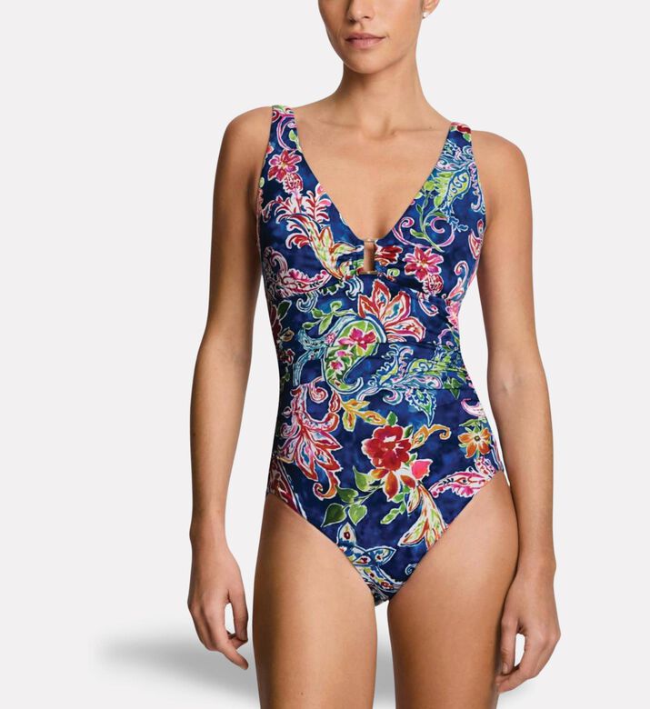 Ralph Lauren Ring Off-shoulder Underwire One-piece Swimsuit, Model View