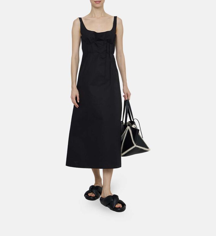 Cotton Poplin Trapeze Midi Dress Cotton Poplin Trapeze Midi Dress
