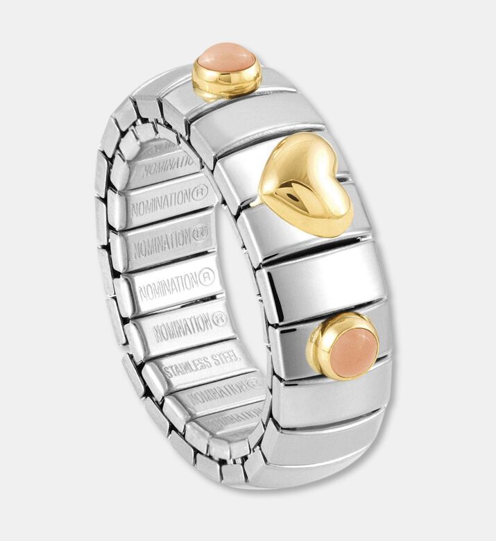 Nomination Gold-tone Heart Pink Stones Silver-tone Ring, Packshot View