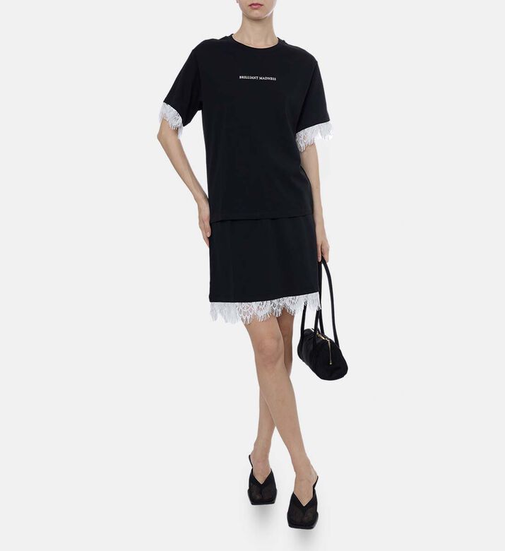 Lace Trims Text-print Short-sleeve T-shirt