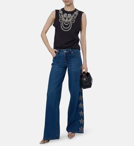 Alice and Olivia Rhinestone-embellished Crewneck Top, Model View