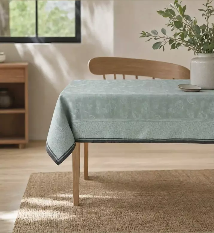 Jacquard Romance Linen Tablecloth, Model View