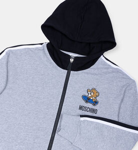 Cotton Teddy Bear Patch Zip-up Hoodie