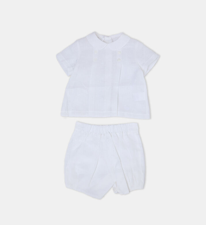 Linen Collared Top Shorts 2-piece Set