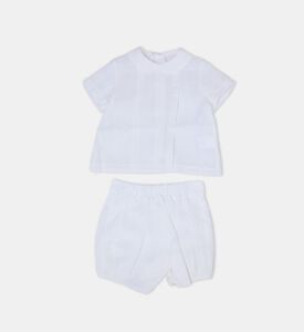 Linen Collared Top Shorts 2-piece Set Linen Collared Top Shorts 2-piece Set