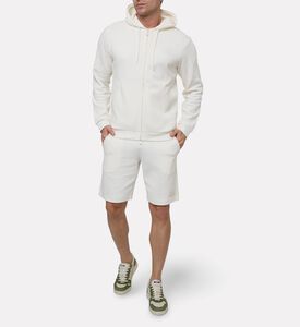 EA7 Hooded Zip-up Sweatshirt, Cream, L, Model View