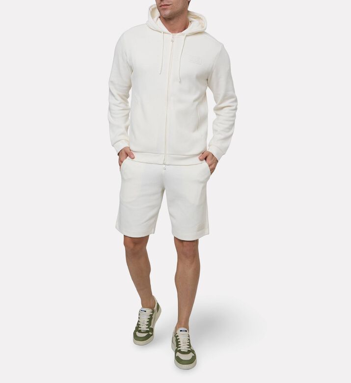 EA7 Hooded Zip-up Sweatshirt, Cream, L, Model View