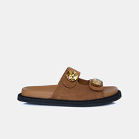 Paros Double Strap Rhinestone Button Slippers