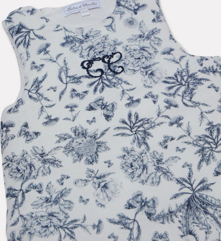 Tartine et Chocolat Toile De Jouy Blue-inspired Print Sleeping Bag, Navy, Packshot View