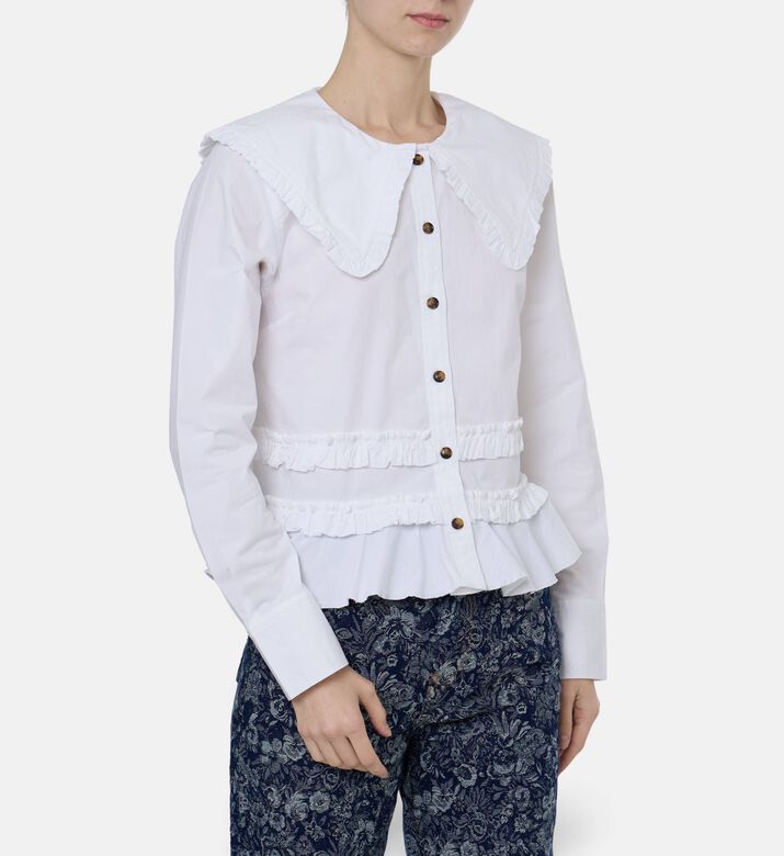 Ganni Shirt, Ivory, 40, Model View