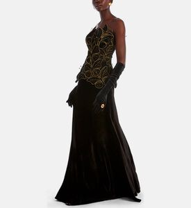 تنورة طويلة مخملية