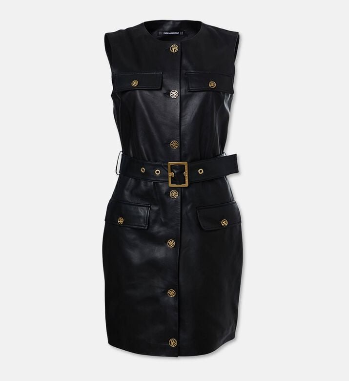 Karl Lagerfeld Logo Buttons Belted Dress, Packshot View